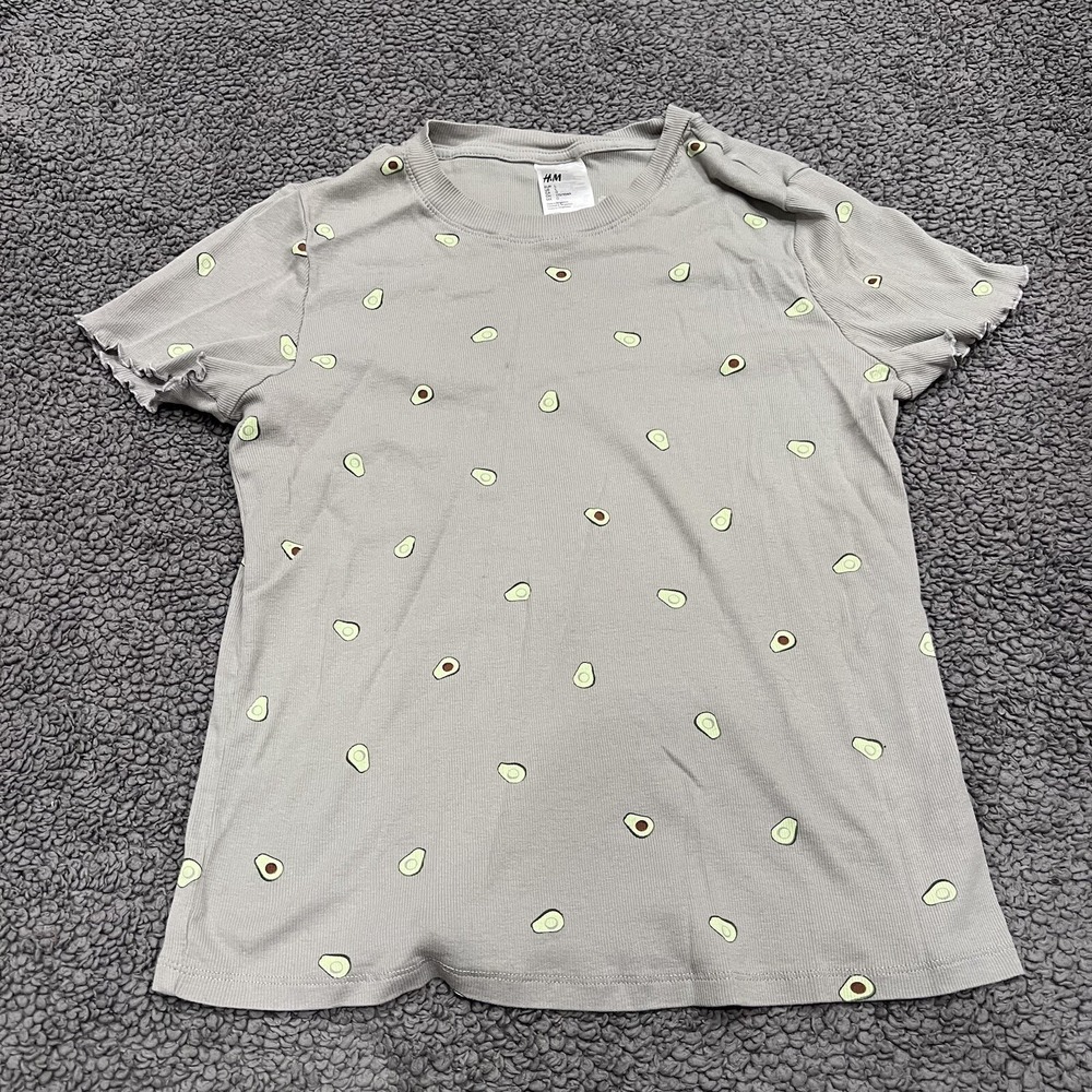 H&M Shirt Womens Small Avocado‎ Graphic Tee Short Sleeve Minimal Casual